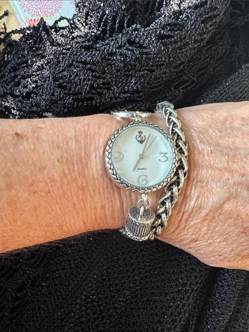 Premier Designs Silver-Tone Braided Chain Women's Watch with White Dial